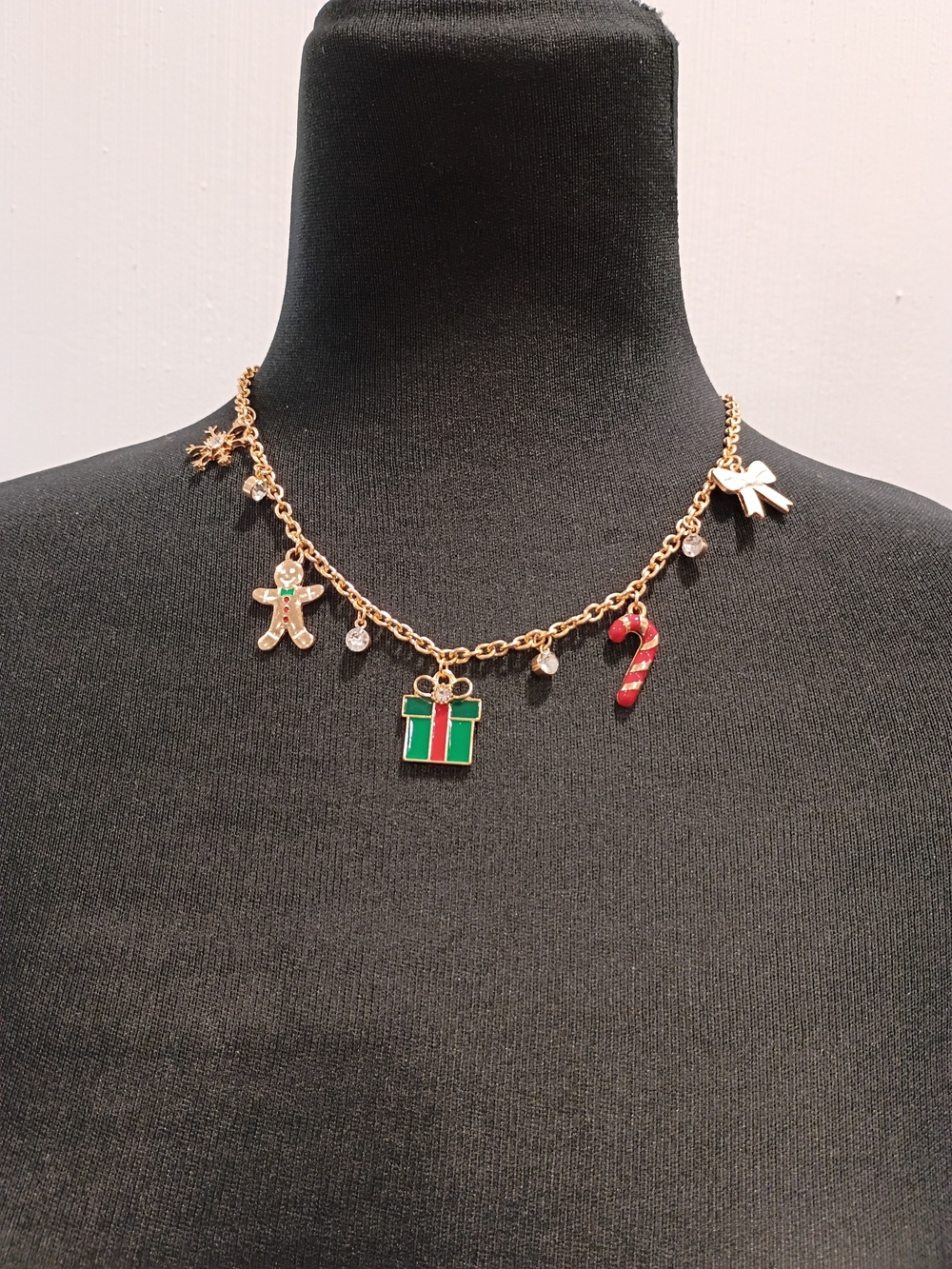 Kohl's Gold-Tone Holiday Charm Necklace with Red & Green Accents